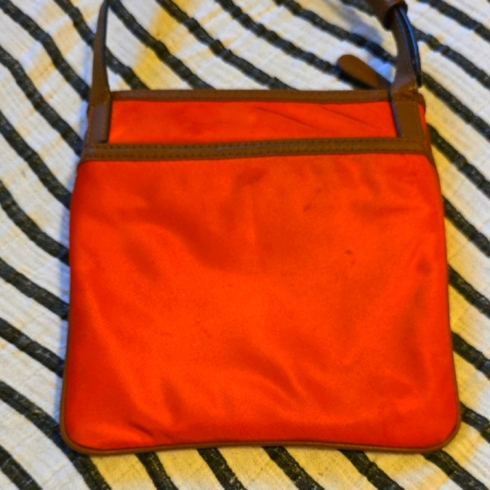Michael Kors Long Strap Cross Body Red-Orange with Gold Accents Nylon - Picture 4 of 9